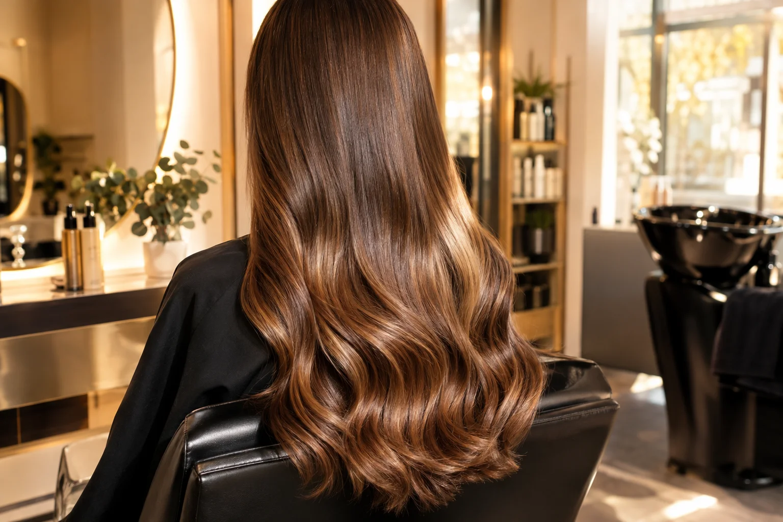 Cheveux longs et lisses après extensions et lissage capillaire - Newlook coiffure à Meyzieu